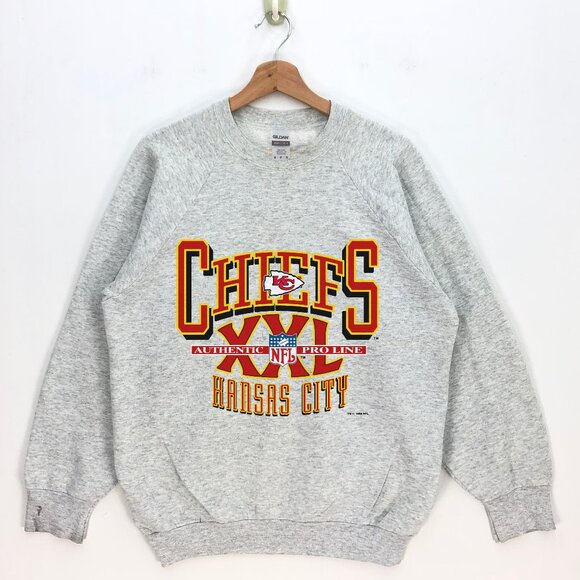 Tops - Vintages Kansas City Chiefs Vintage Sweatshirt, Sport Grey, S - 3XL